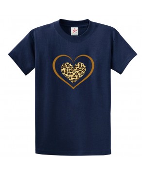 Leopard Print Heart Classic Unisex Kids and Adults T-Shirt 